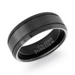 Tungsten Carbide Brushed Polished Band // 8mm // Black (10.5)