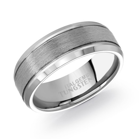 Tungsten Carbide Brushed Polished Band // 8mm // Silver (7)