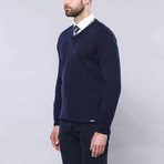 Solid Vneck Sweater // Navy (S)