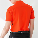 Luminantair Embo Print Zip-Up High Neck Shirt // Red (L)