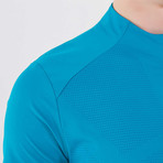 Luminantair Embo Print Zip-Up High Neck Shirt // Blue (XL)