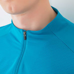 Luminantair Embo Print Zip-Up High Neck Shirt // Blue (L)