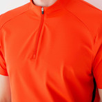 Luminantair Embo Print Zip-Up High Neck Shirt // Red (XL)