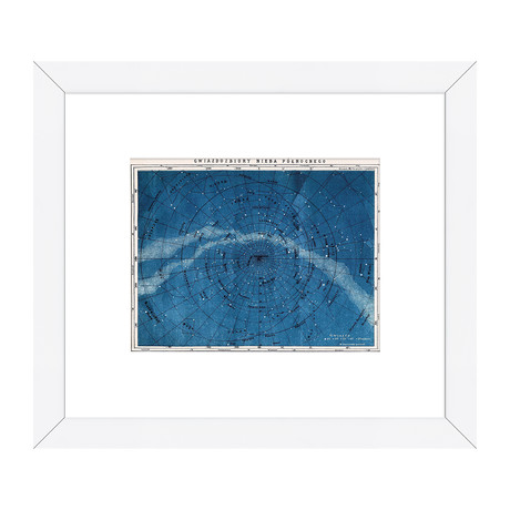 Astronomy Map Northern Constellations (White Frame)