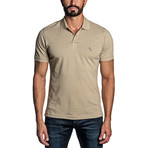 Dino Embroidered Knit Polo // Sand (M)