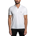 Dino Embroidered Knit Polo // White (M)
