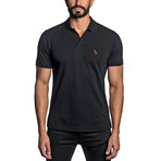Dino Embroidered Knit Polo // Black (L)