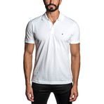 Lightning Bolt Embroidered Knit Polo // White (XL)
