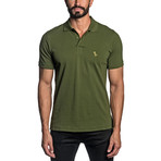 Dino Embroidered Knit Polo // Military Green (M)