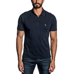Dino Embroidered Knit Polo // Navy (2XL)