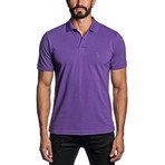 Dino Embroidered Knit Polo // Purple (S)