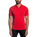Dino Embroidered Knit Polo // Red (L)
