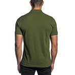 Lightning Bolt Embroidered Knit Polo // Military Green (2XL)