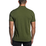 Star Embroidered Knit Polo // Military Green (M)