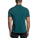 Dino Embroidered Knit Polo // Teal (L)
