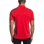 Lightning Bolt Embroidered Knit Polo // Red (2XL)