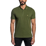 Star Embroidered Knit Polo // Military Green (XL)