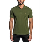 Lightning Bolt Embroidered Knit Polo // Military Green (S)
