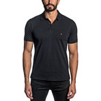Star Embroidered Knit Polo // Black (2XL)