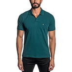 Lightning Bolt Embroidered Knit Polo // Teal (XL)