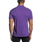 Star Embroidered Knit Polo // Purple (XL)