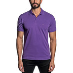 Lightning Bolt Embroidered Knit Polo // Purple (S)