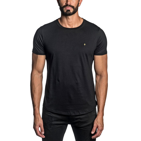Lightning Bolt Embroidered T-Shirt // Black (S)