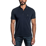 Lightning Bolt Embroidered Knit Polo // Navy (S)