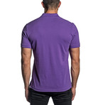 Lightning Bolt Embroidered Knit Polo // Purple (S)