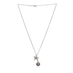 Mikimoto 18k White Gold Diamond + Black South Sea Pearl Pendant Necklace II // Store Display