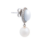 Mimi Milano 18k Two-Tone Gold Diamond + White Agate Earrings // Store Display