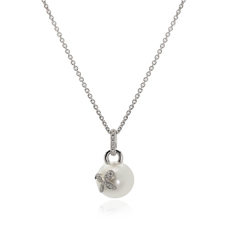Mikimoto 18k White Gold Diamond + South Sea Pearl Pendant Necklace // Store Display