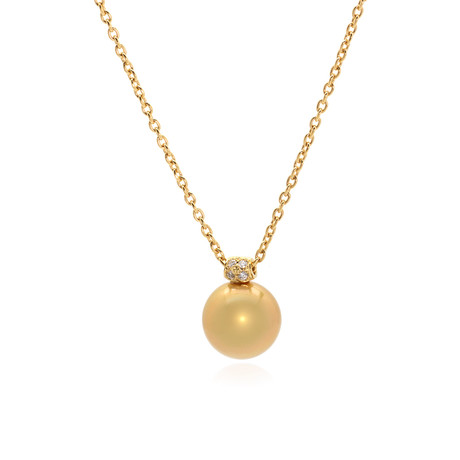 Mikimoto 18k Yellow Gold Diamond + South Sea Pearl Pendant Necklace // Store Display