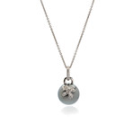 Mikimoto 18k White Gold Diamond + Black South Sea Pearl Pendant Necklace I // Store Display