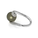 Mikimoto 18k White Gold Diamond + Pearl Cocktail Ring // Ring Size: 6.5 // Store Display