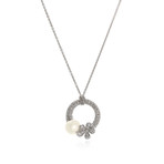 Mikimoto 18k White Gold Diamond + White South Sea Pearl Pendant Necklace I // Store Display