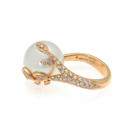 Mikimoto 18k Rose Gold Diamond + South Sea Pearl Cocktail Ring // Ring Size: 6.25 // Store Display