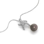 Mikimoto 18k White Gold Diamond + Black South Sea Pearl Pendant Necklace II // Store Display