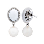 Mimi Milano 18k Two-Tone Gold Diamond + White Agate Earrings // Store Display