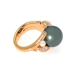 Mikimoto 18k Rose Gold Diamond + Black South Sea Pearl Ring // Ring Size: 6.25 // Store Display
