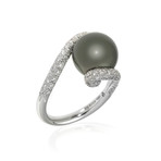 Mikimoto 18k White Gold Diamond + Pearl Cocktail Ring // Ring Size: 6.5 // Store Display