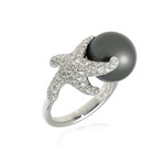 Mikimoto 18k White Gold Diamond + Black South Sea Pearl Cocktail Ring // Ring Size: 7 // Store Display