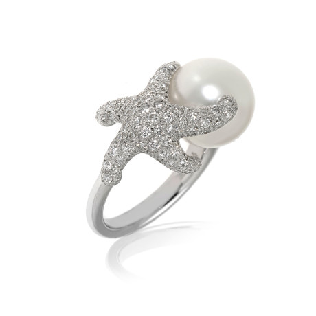 Mikimoto 18k White Gold Diamond + South Sea Pearl Cocktail Ring // Ring Size: 6.25 // Store Display