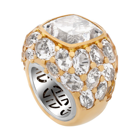Mimi Milano 18k Two-Tone Gold + Rock Crystal Ring // Store Display (Ring Size: 7)