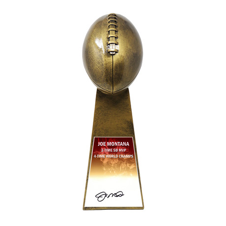 Joe Montana // Signed Football World Champion Inch Gold Replica Trophy