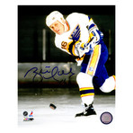 Brett Hull // St Louis Blues // Signed Slap Shot  Photo