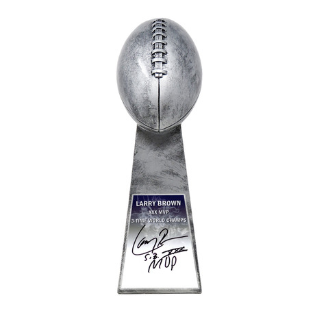 Larry Brown // Signed SB XXX MVP Football World Champion Silver Replica Trophy