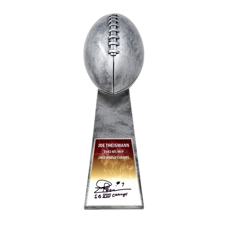 Joe Theismann // Signed SB XVII Champs Silver Replica Trophy