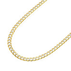 Solid 18K Two-Tone Gold Pave Cuban Curb Chain Bracelet // 3mm // Yellow + White