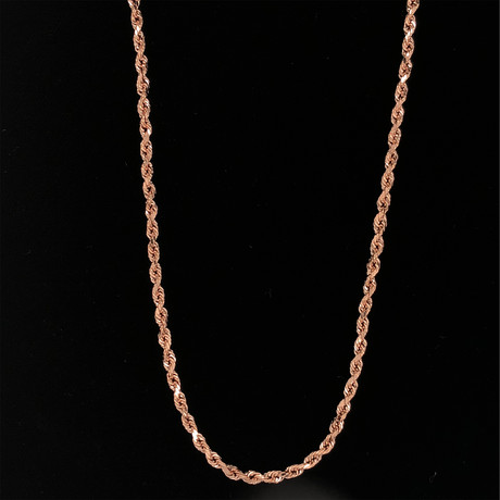 Hollow 14K Gold Rope Chain Necklace // 3mm // Rose (20" // 3.5g)